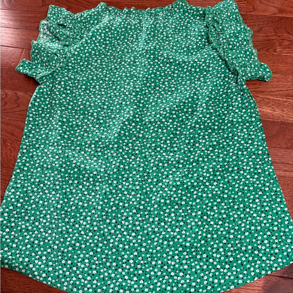 Green Floral Ruffle Blouse - Picture 3 of 7